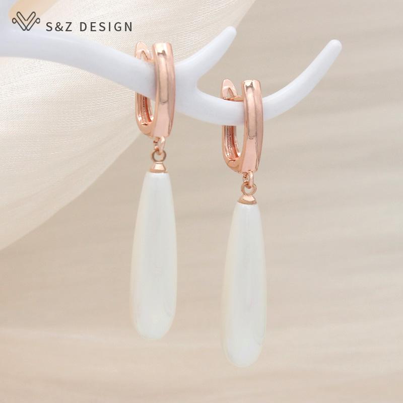 Fashion Elegant Long Water Drop Dangle Earrings For Women Girl Wedding Party Rose Gold Color Jewelry