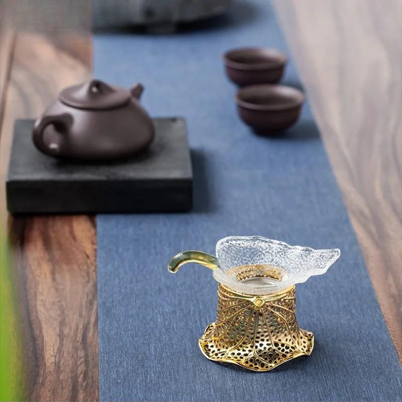 Heat-resistant Glass Leaf Tea Separator Infusor Handmade Tea Strainer Dispenser Brewing Filter Teaset Accessories Craft