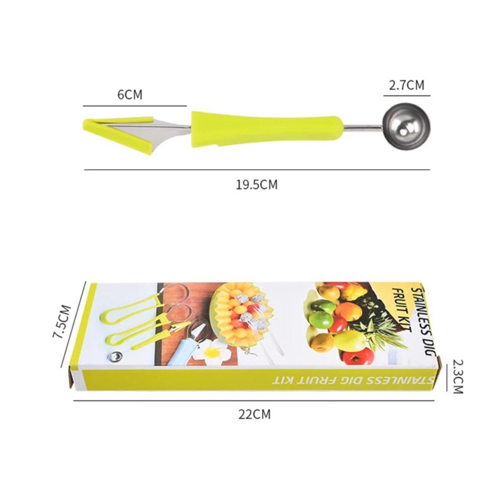 3-in-1 Stainless Steel Fruit Cutter Fruit Carving Cutting Multifunctional Set Kitchen Gadget Essential Kitchen Accessories