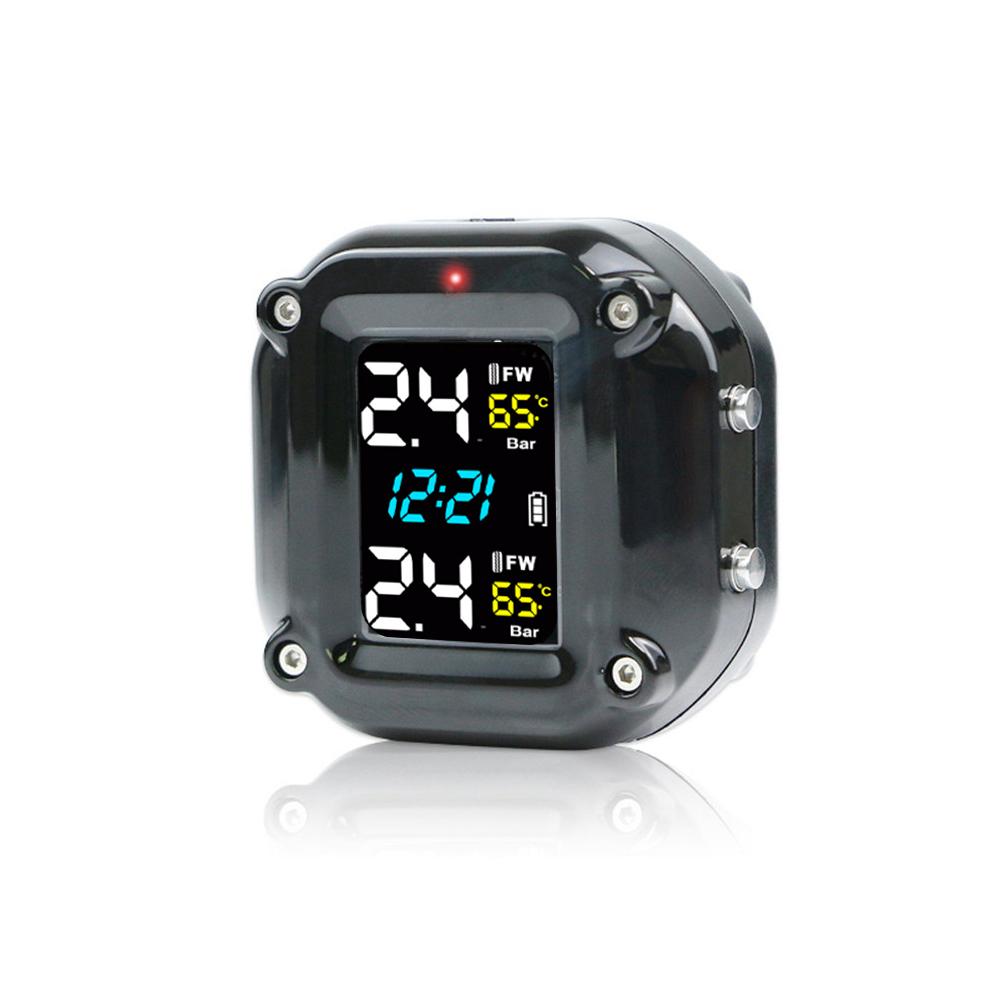 Монитор давления в шинах мотоцикла, цифровой дисплей, беспроводная система мониторинга давления в шинах мотоцикла, 2 внешних датчика в шинах для мотоцикла, мото
