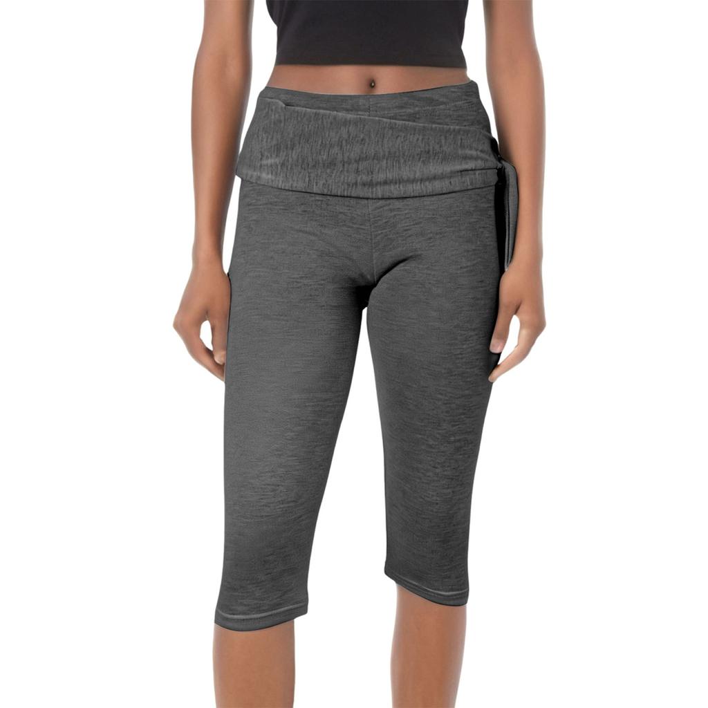 Женские облегающие брюки с низкой посадкой, эластичным поясом и двумя укороченными леггинсами, повседневные штаны для йоги с подъемом бедер