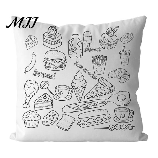 Мягкая декоративная подушка-плед, Чехол для детской подушки DIY для раскрашивания, Пустой чехол для подушки для рисования каракулей с тканевыми маркерами, Творчество, Милое линейное искусство, Многоразовый наволочка