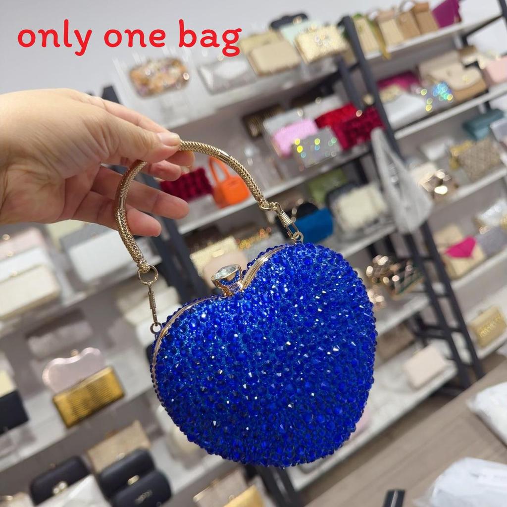 Acrylic Heart Shaped Mini Handbag With Rhinestones And Chain For Evening Wear