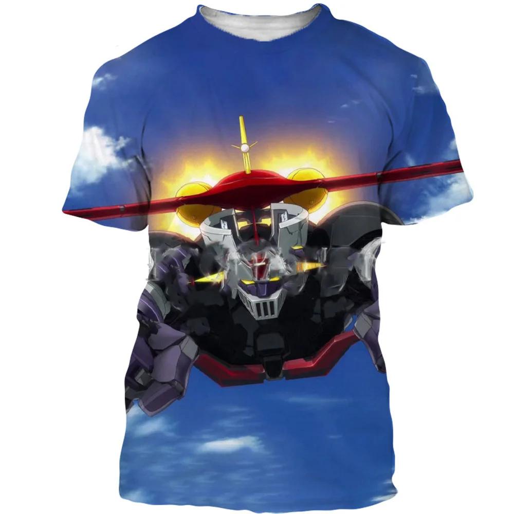 3D Mazinger Z Printed T-shirt Transformers Pattern Men's Short Sleeve Top Fashionable Comfortable Cool Street Wear