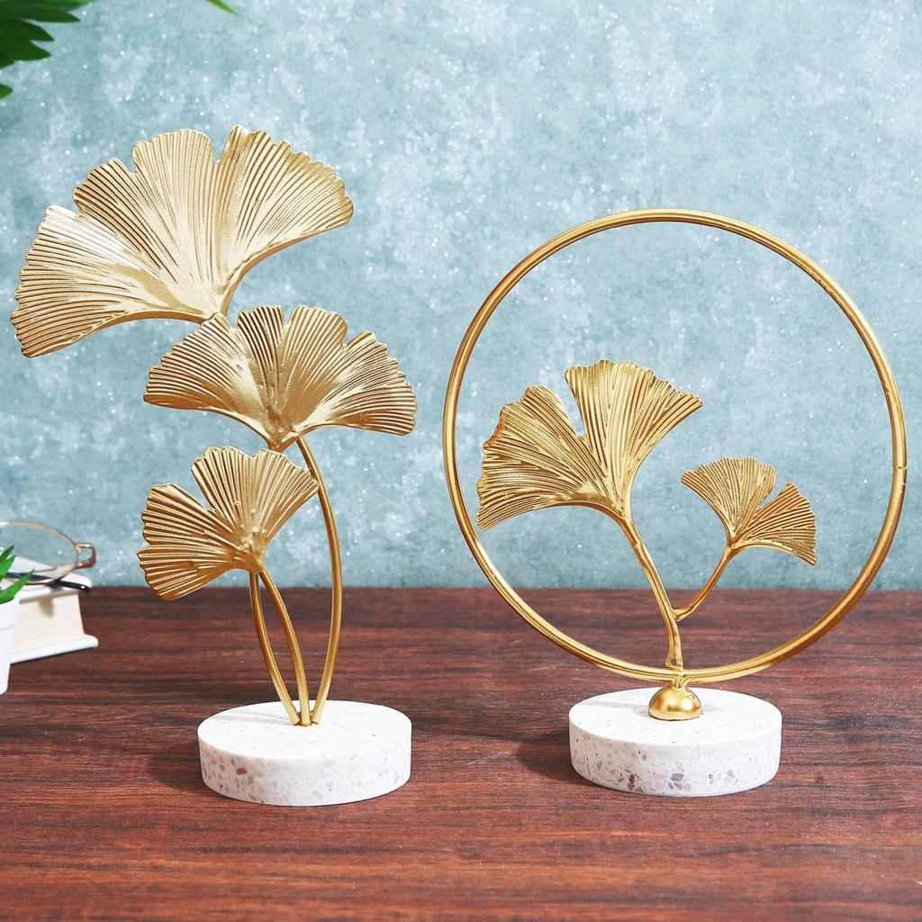 Metal Leaf Showpiece for Table Decorative Showpiece - 21 Cm (Metal, Multicolor)