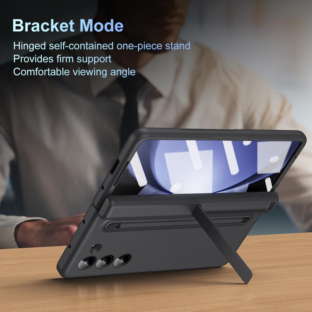 For Samsung Galaxy Z Fold5 5G Full Guard Case Hard PC Kickstand Phone Cover with Glass Film,Stylus