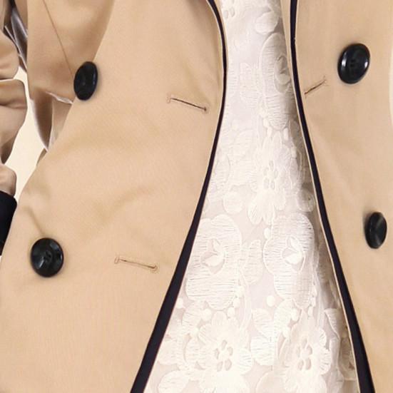 Women Trench Coat OL Commuter Style Double Breasted Color Matching Windbreaker Autumn Winter Long Overcoat Streetwear