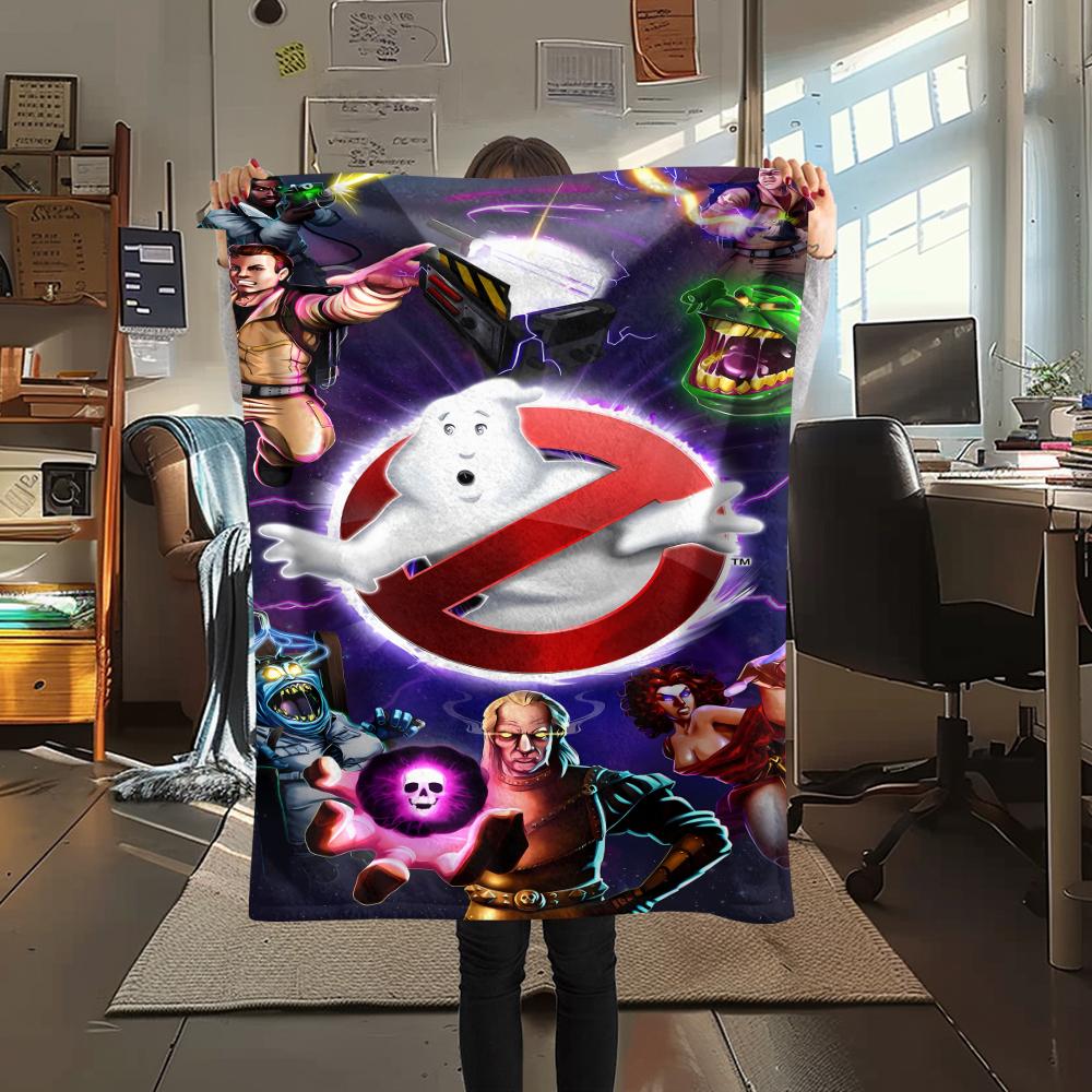 1PC Ghostbusters Print Flannel Blanket, High quality All Seasons, Home Decor, Warmth and Comfort, Perfect for Christmas Gifts