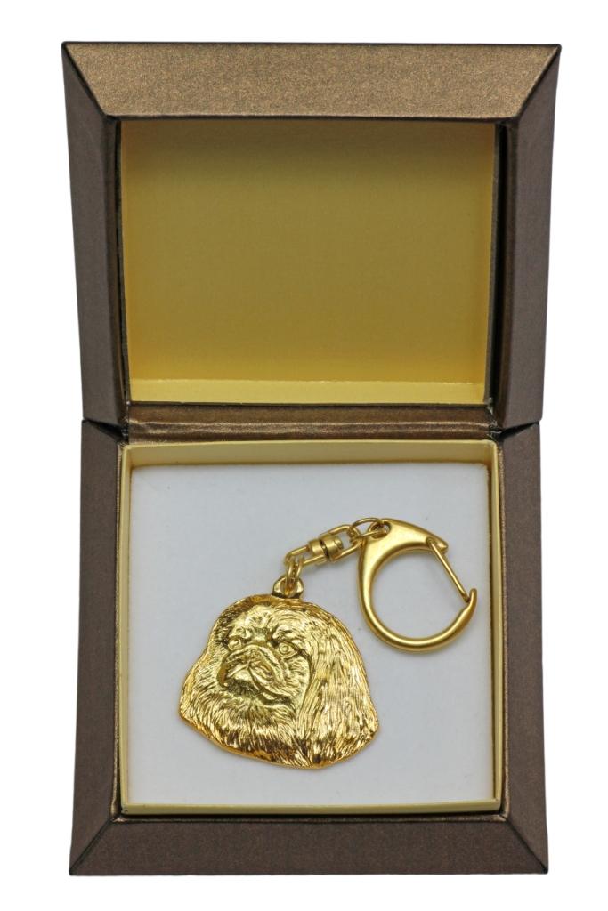 Pekingese, Pekinese, Peke - Gilded Key Ring with Dog In Gift Box, Handbag Decoration, Luxury Accessory by Art-Dog Brand
