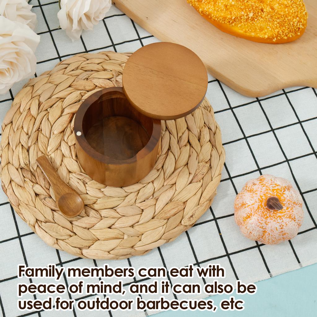 Соль Специи Банки Перечница Деревянная Коробка для Приправ Миска Горшок для Хранения с Ложкой и Магнитными Поворотными Крышками Солонка для Кухни