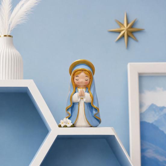 Cute Girl Resin Figurines, Mini Praying Girl Collectible Figure, Little Girl Statue Ornaments for Home Office Desktop Decor