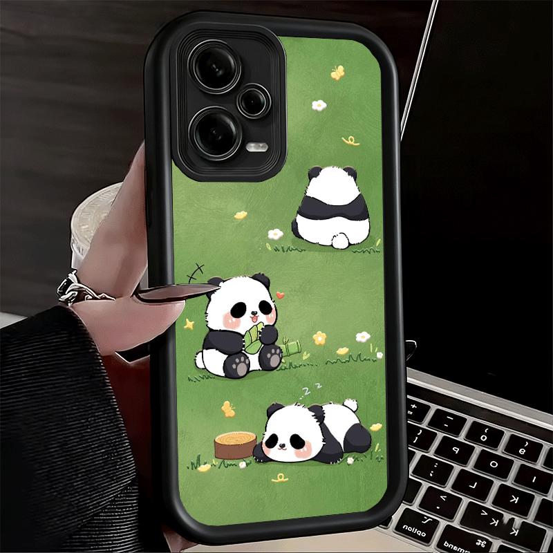 Милый Мультяшный Панда Мягкий Чехол для Телефона для Xiaomi Poco X7 X6 X5 Pro X4 Gt X3 F7 Ultra M8 M7 Redmi 15C 15 14C 13 13C 12 12C 10 10C
