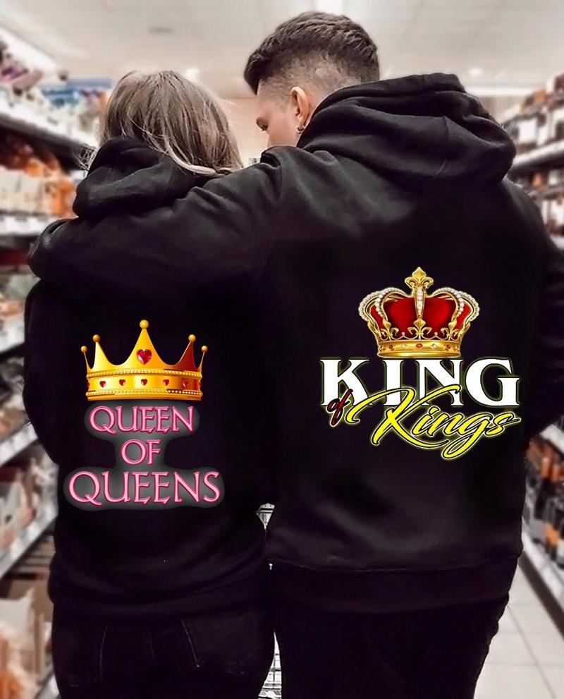 King Queen Plus Size Sweater Valentine'S Day Hooded Pullover Hooded Sweater Hoodie