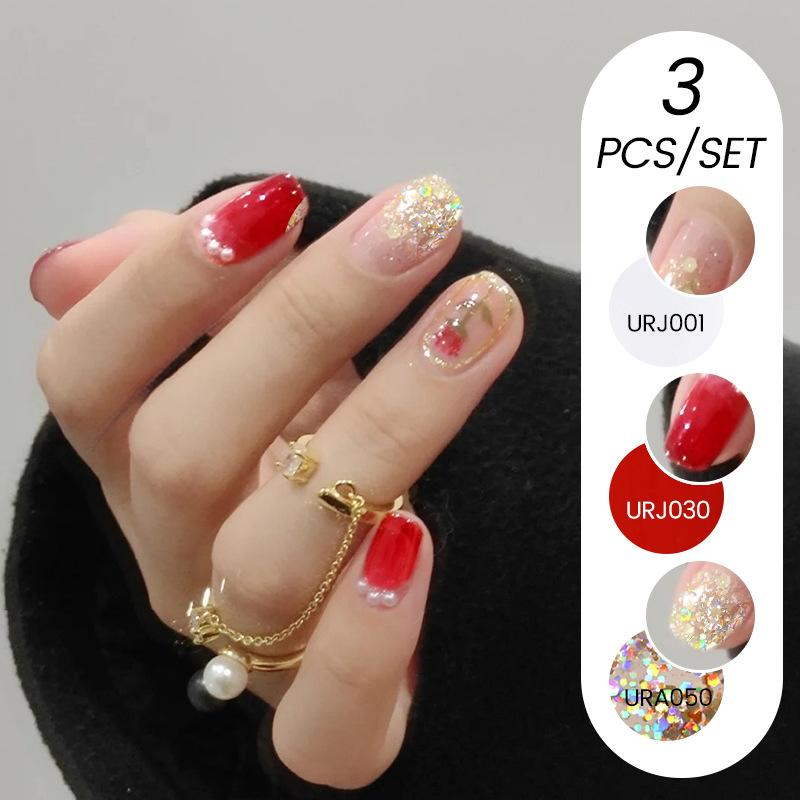 Nail Art Ice Прозрачный набор из 3-х лаков для ногтей, популярный прозрачный клей для лака для ногтей Nude Whitening Powder