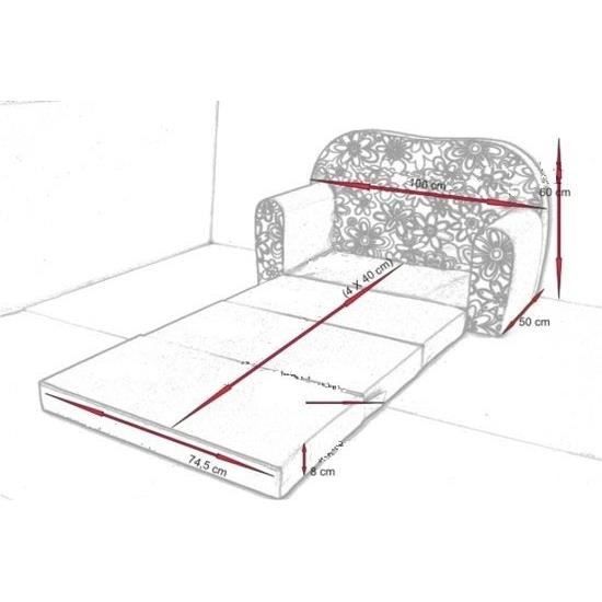 Детский диван-кровать - Гостевой матрас - Раскладной - 3-местный - Серый - Дерево