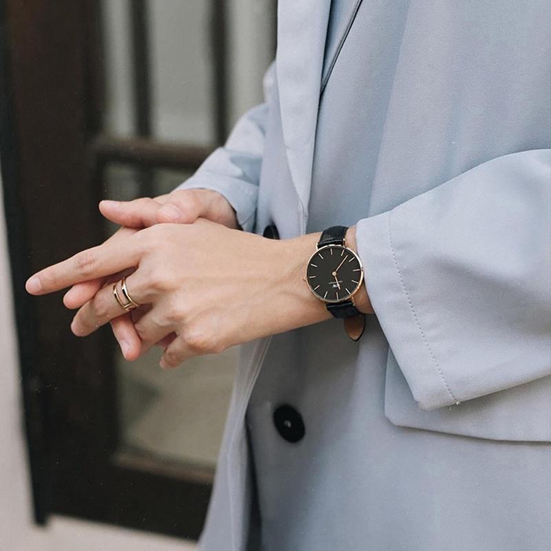 DANIEL WELLINGTON Часы серии PETITE, кварцевый механизм, кожаный ремешок, серебристый циферблат, одинаковый стиль для мужчин и женщин, простой и универсальный DW00100224