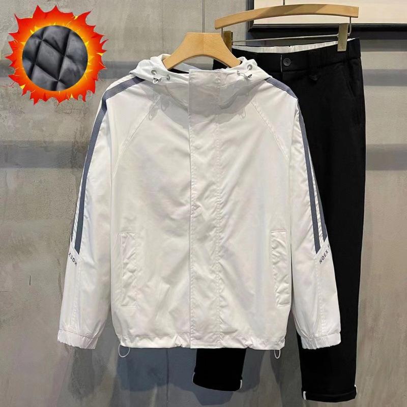 Осенняя мужская куртка в корейском стиле с капюшоном и длинными рукавами, универсальная модная полосатая куртка, повседневный свободный топ