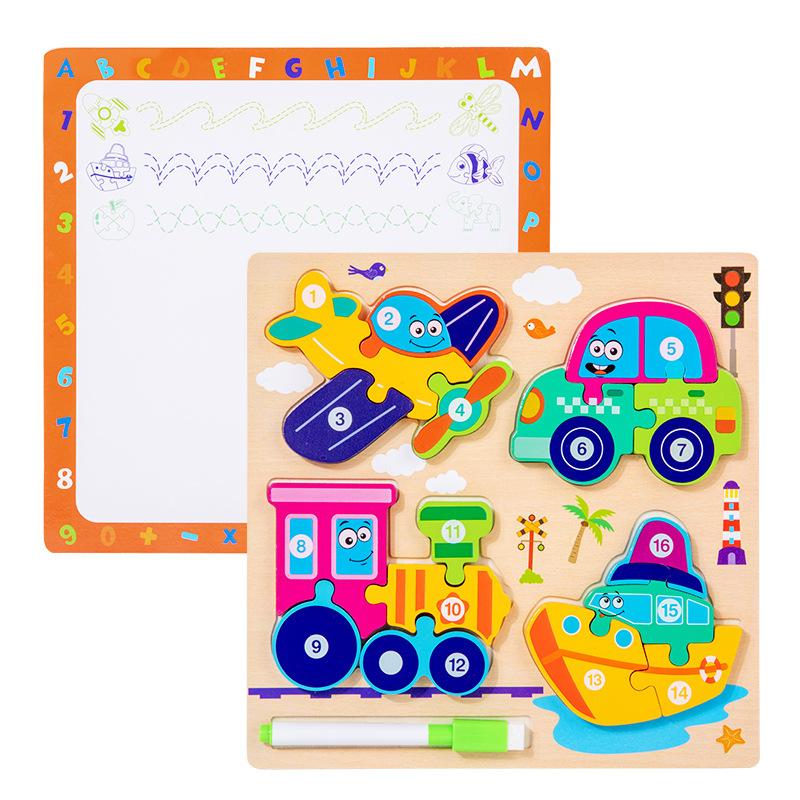 Children'S Early Education Puzzle Two-In-One Character Puzzle Drawing Board Exercise Hand-Eye Coordination Role Cognitive Toy