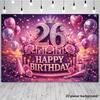 Двумерный фон для 26-го дня рождения женщины, фиолетово-розовый с блестками, тематический фон для фотосъемки