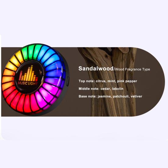 Car Air Freshener Vent Clip Music Rhythm Pickup Light Voice Activated Auto-on-off Long Lasting Fragrance Air Purifying Auto Aromatherapy