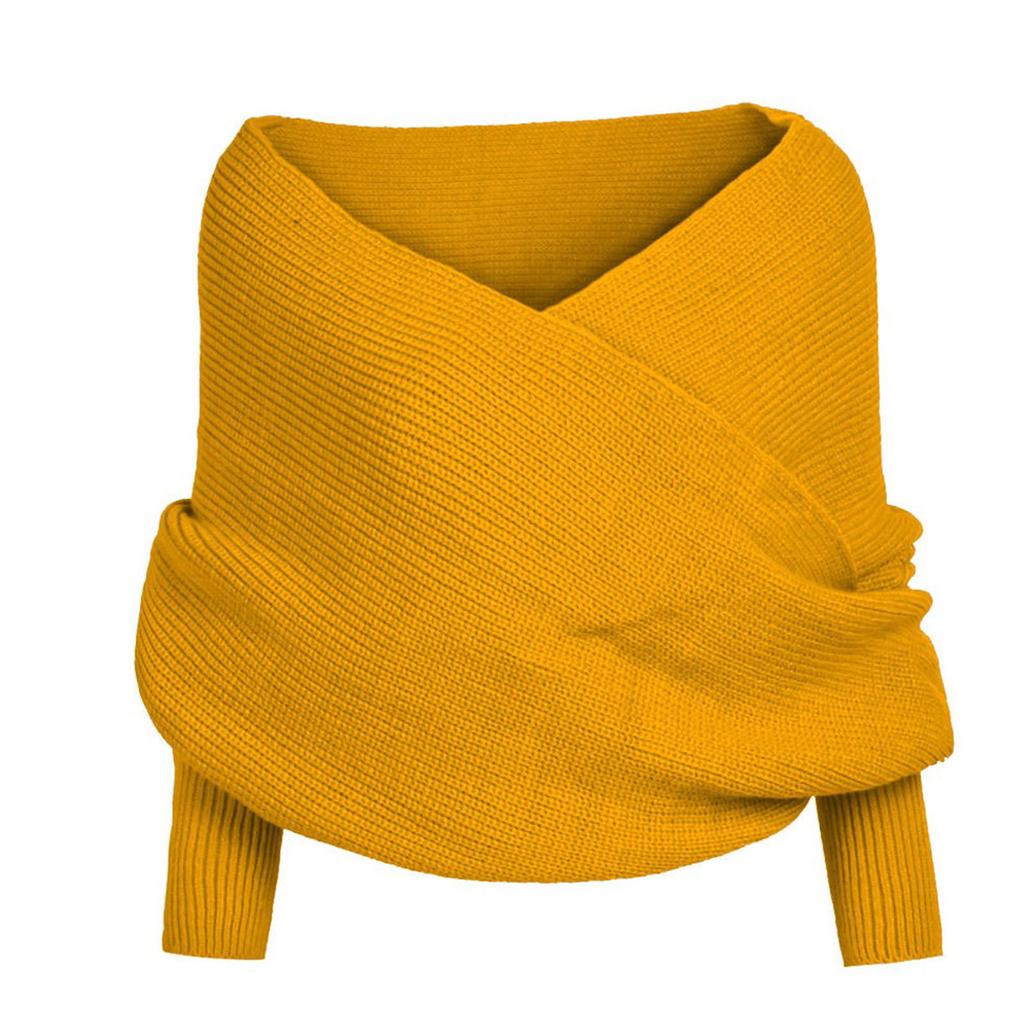 Женский Повседневный Однотонный Шарф с Рукавами Вязаный Крючком Длинный Мягкий Зимний Согревающий Шарф Многофункциональный Шаль