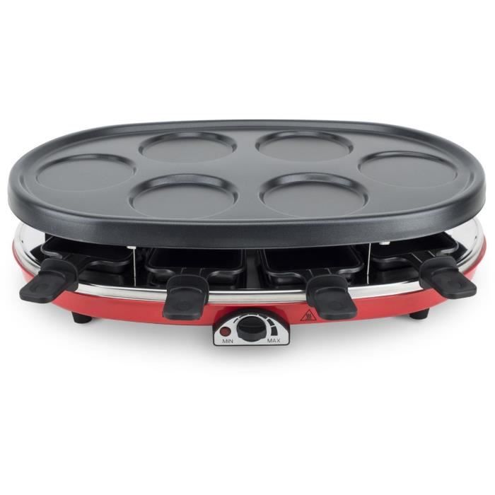 Appareil à raclette 4 en 1 HKOENIG - RP418 - Juqu'à 8 personnes - 3 plaques interchangeables - Température réglable - 1500W