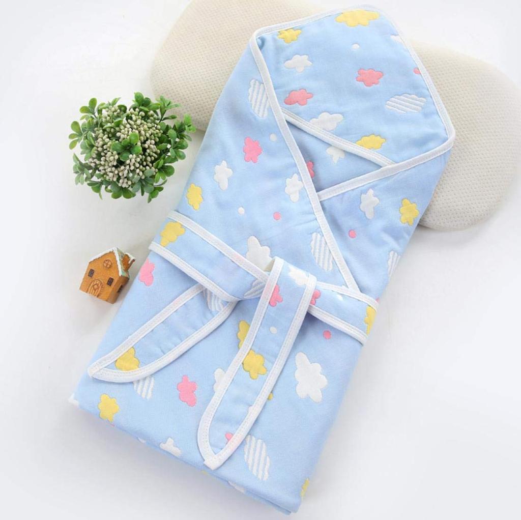 Пеленка для новорожденных, детское банное полотенце, одеяло из хлопковой марли [Boasorchi] 100% 6-слойная (синий)