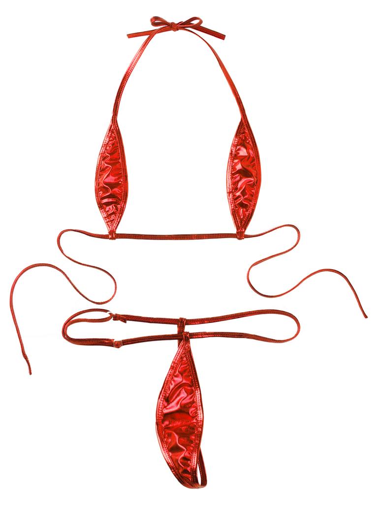 Women's Swimsuit Sexy Backless Solid Color Micro Bikini Bathing Suits for Women