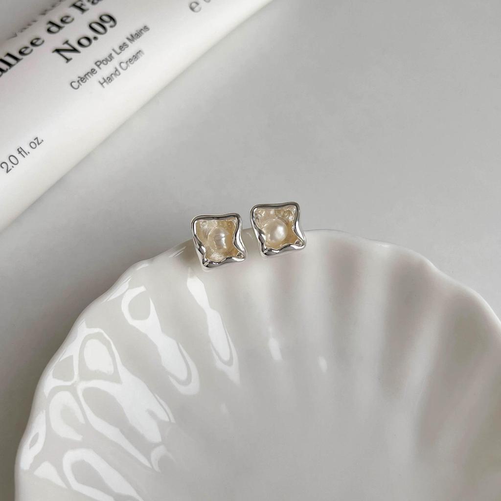 Элегантные серьги с жемчугом неправильной формы для женщин - классические геометрические украшения для ушей