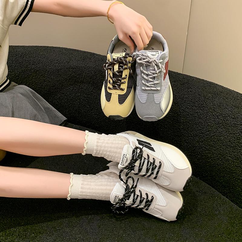 Fashion Women Lace Up Running Shoes Sporty Outdoor Fabric Sneakers Comfort Lightweight Non Slip Athletic Shoes for Gym Work Casual