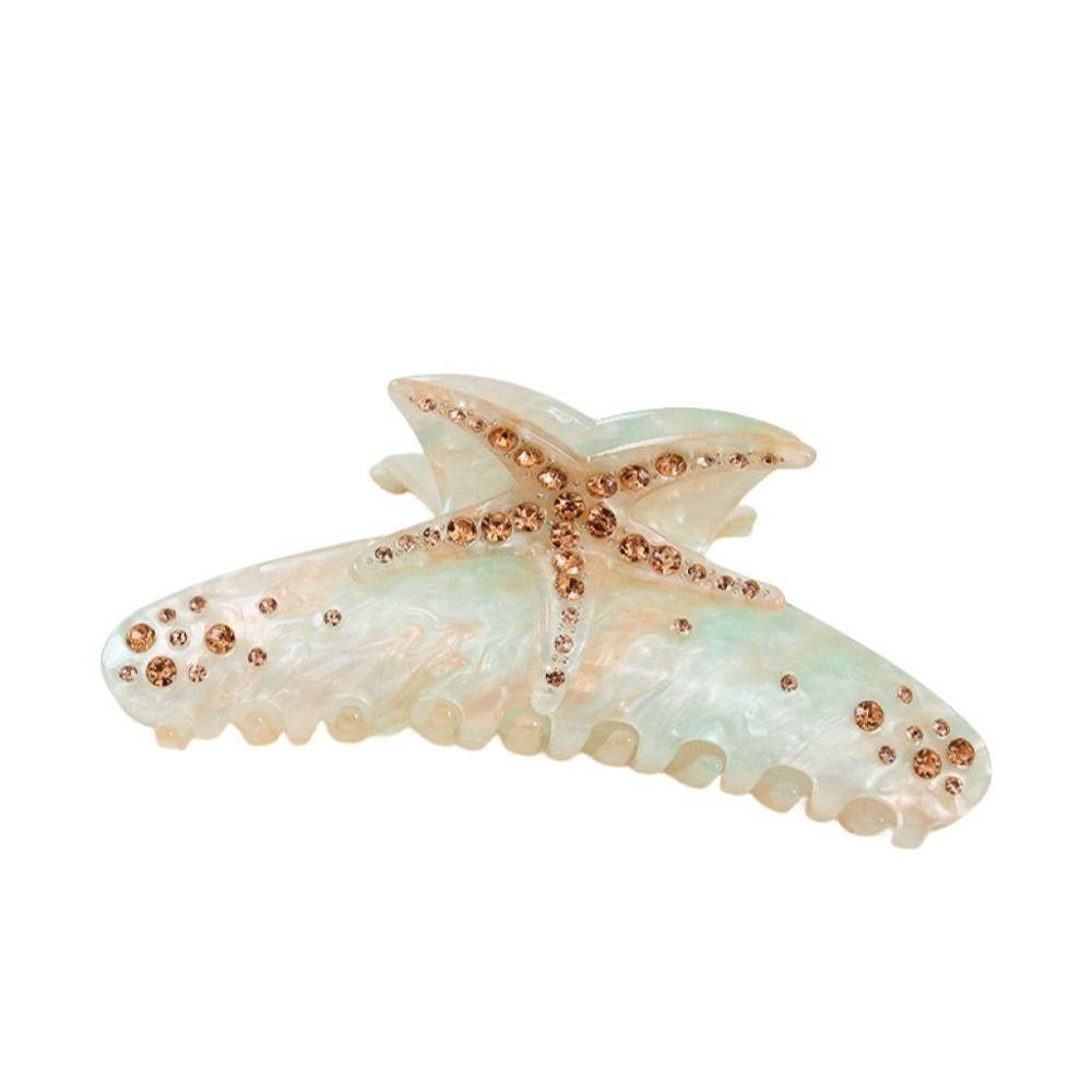 Acetic Acid Starfish Acetate Hair Clip Elegant Crystal Shell Hair Claw Rhinestone Shark Clip Beach