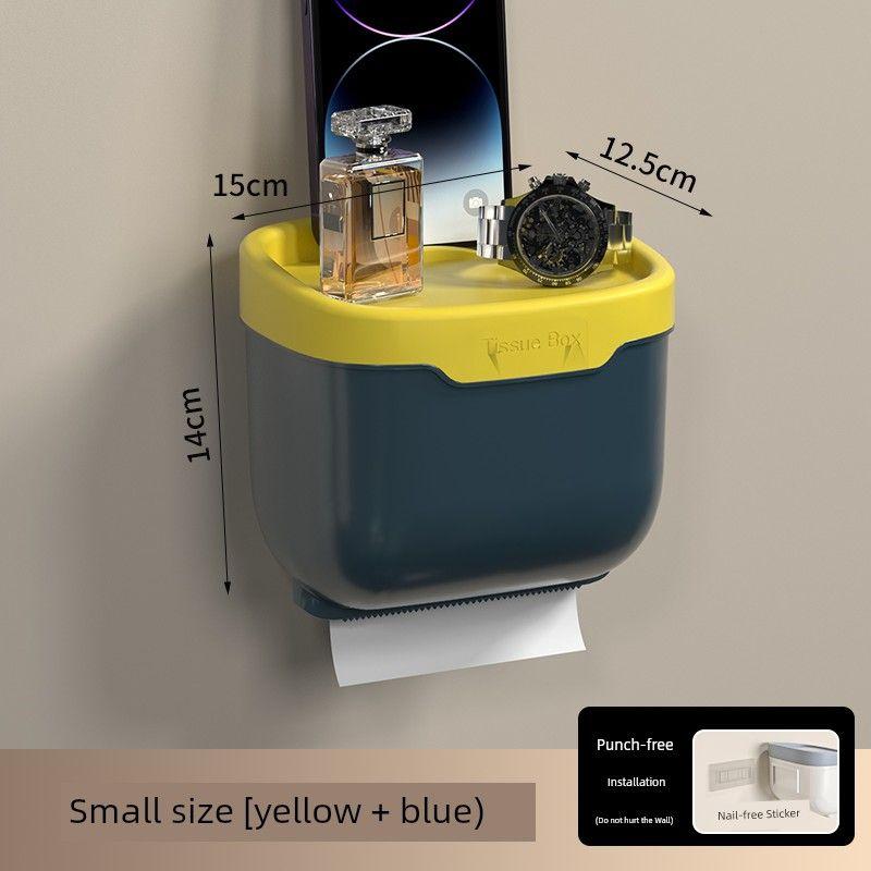 Punch-Free Toilet Tissue Box Toilet Waterproof Towel Rack Storage Rack Paper Extraction Box Wall Hanging Chart Drum