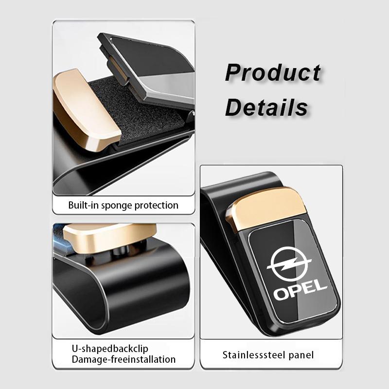 bnteg6 Car Sun Visor Glasses Holder Card Ticket Stainless Storage Clip For Opel Meriva Mokka Grandland Vectra Zafira Vivaro Antara