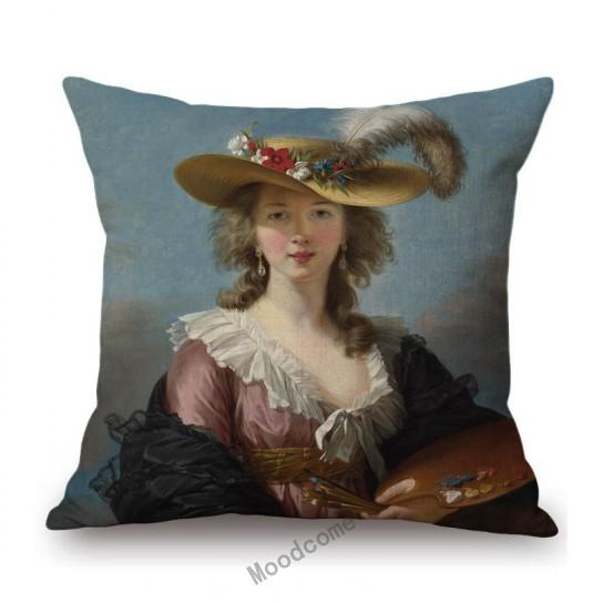 French Madame British Duchess Princess Rococo Oil Painting Art Royal Court Hotel Lobby Wall Decoration Pillow Case Cushion Cover