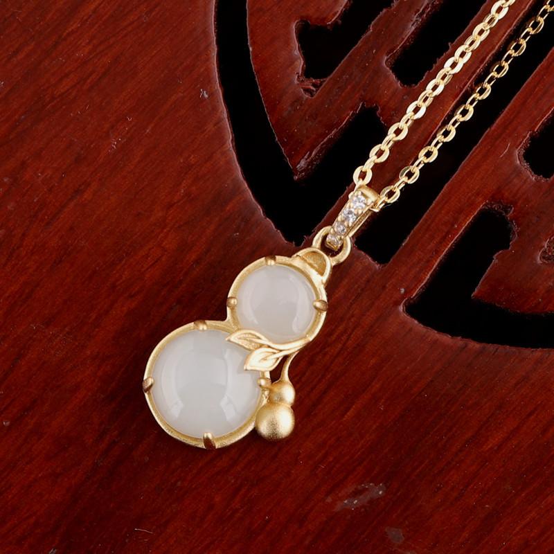 Танциз Стерлингового Серебра 925 Классическое Женское Нефритовое Ожерелье Кулон Циркон Модный Подарок