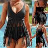 Women's Fashion Sexy Split High Waist Tassel Bikini Beach Swimsuit