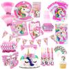 Unicorn Party Supplies Tableware Set Unicorni Paper Cup Plate Cake Topper Kids Happy Birthday Party Baby Shower Girl Decorations