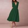 Women's Fashion  Banquet  Mid-sleeve Mid-length Skirt Sexy V-neck Dress