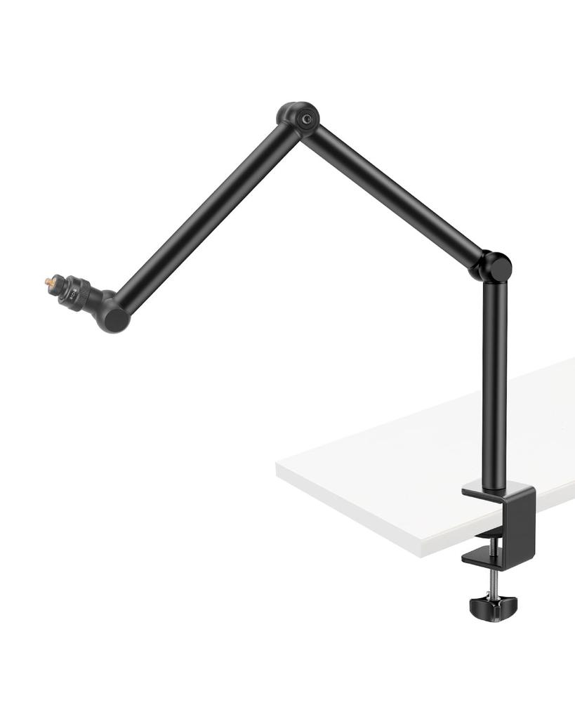 Hemmotop Camera Arm, Microphone Stand, Integrated Clamp, 1.25kg Load Capacity, Smartphone Arm, 360° & 340° Adjustable Angle, Desk Mount Stand, Copy