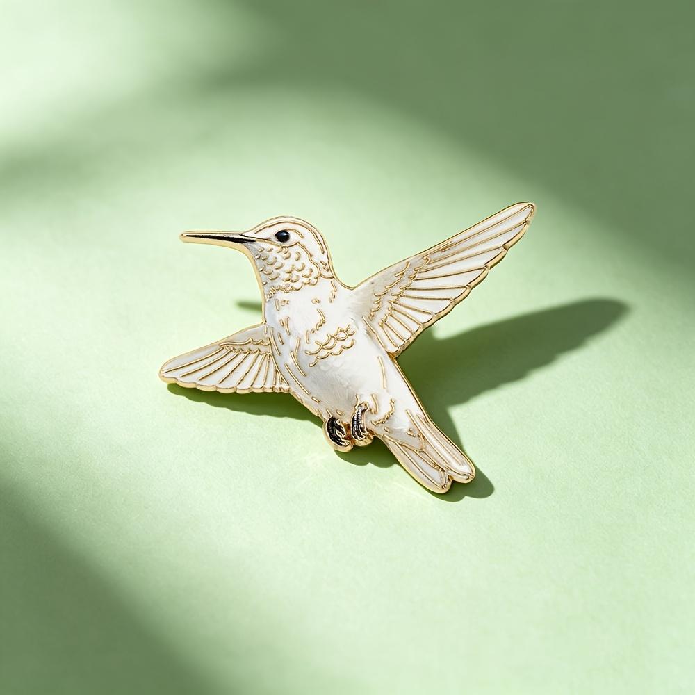 Colorful Hummingbird Enamel Pin Set, Delicate Flying Bird Brooches, Vibrant Nature-Inspired Metal Badges with Gold Trim