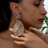 Leopard Print Round Earrings Retro Water Drop Geometric Earrings, Niche Ancient Style Earrings