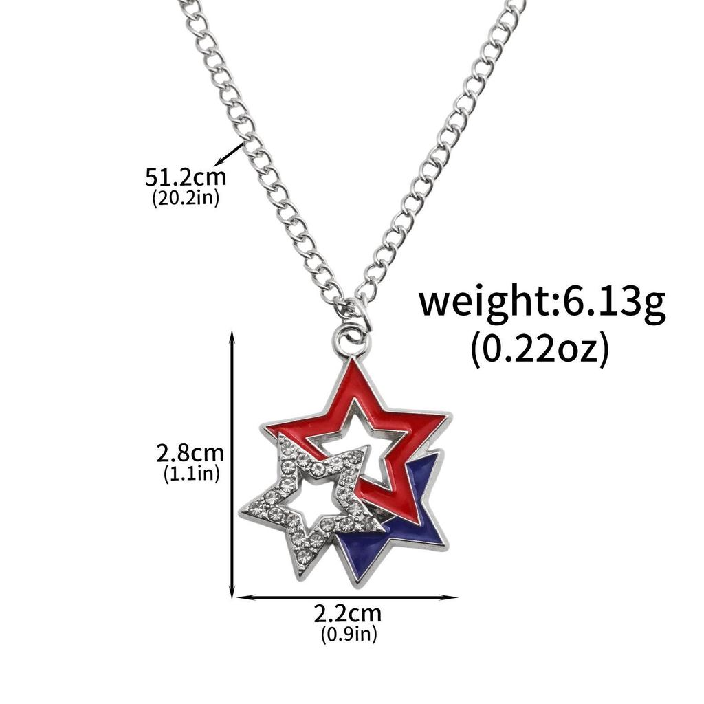 Европейский и Американский Стиль Набор Цепочка на Ключицы и Серьги со Стразами в Виде Звезды - Патриотическая Тема Ювелирные Изделия на Годовщину