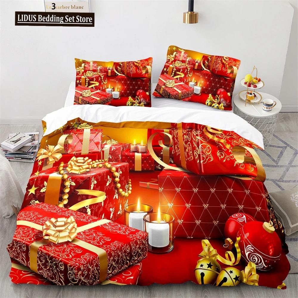 Рождественский комплект пододеяльников King Queen Full Size Snowflake Gold с рисунком оленя Праздничный комплект постельного белья из полиэстера для детей