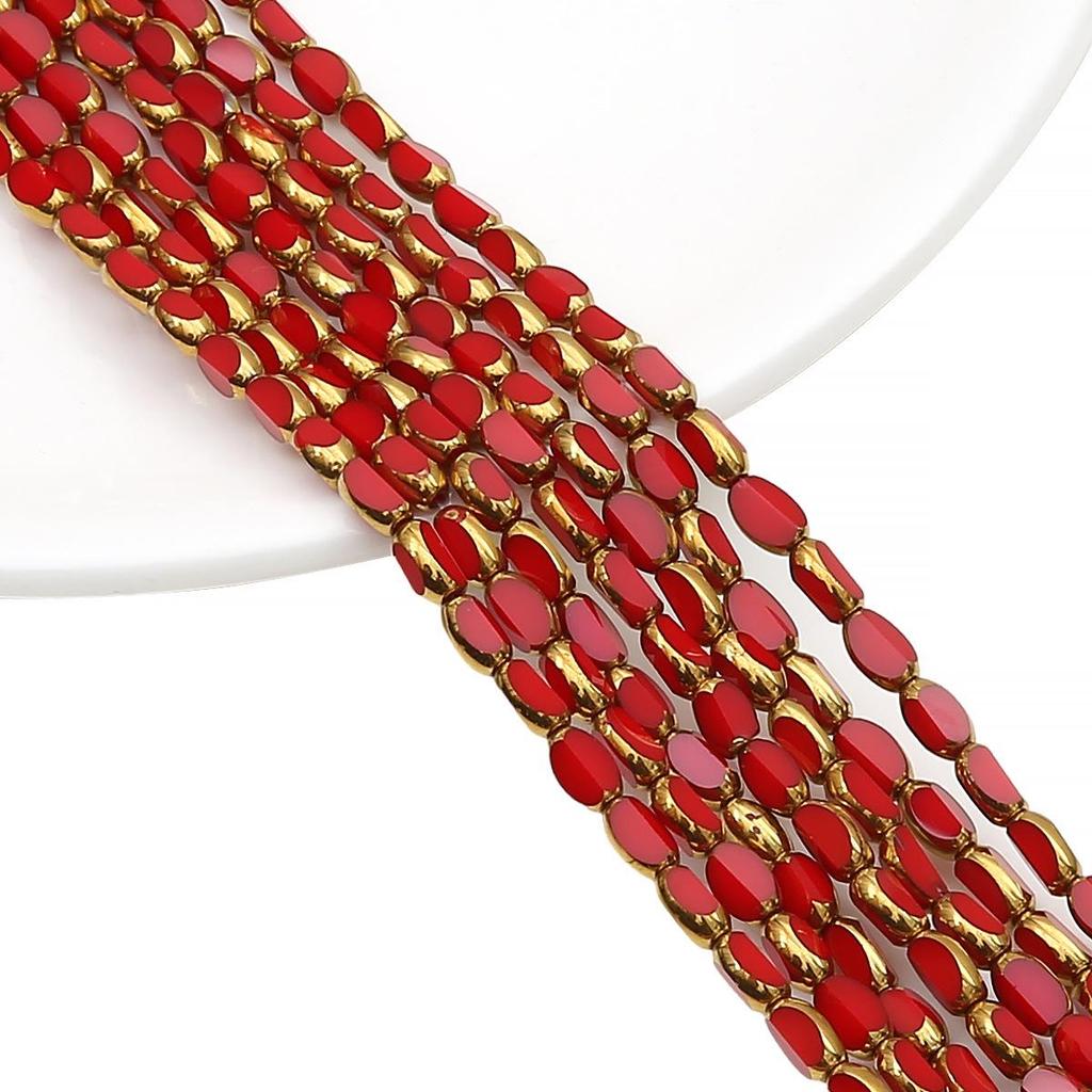 Овальные ограненные стеклянные кристаллы с золотистой окантовкой, в форме рисовых зерен, для изготовления украшений