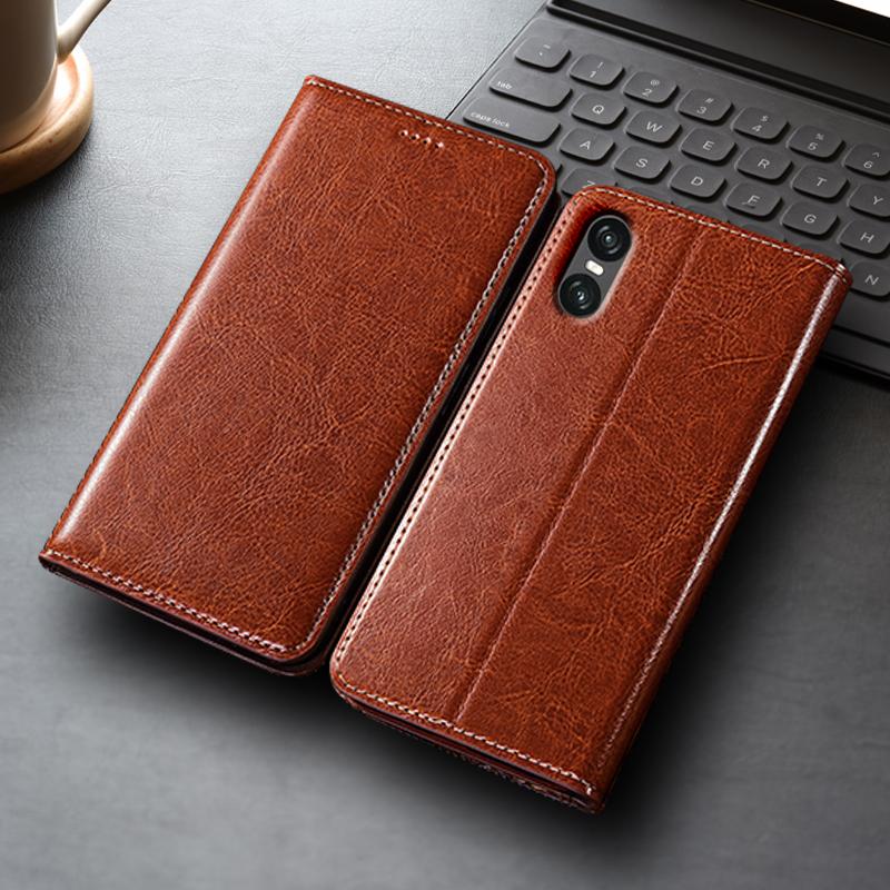Флип-чехол из натуральной кожи Crazy Horse для Sony Xperia 1 5 10 II III IV V VI VII Plus Кошелек Чехлы для телефона Защита от царапин