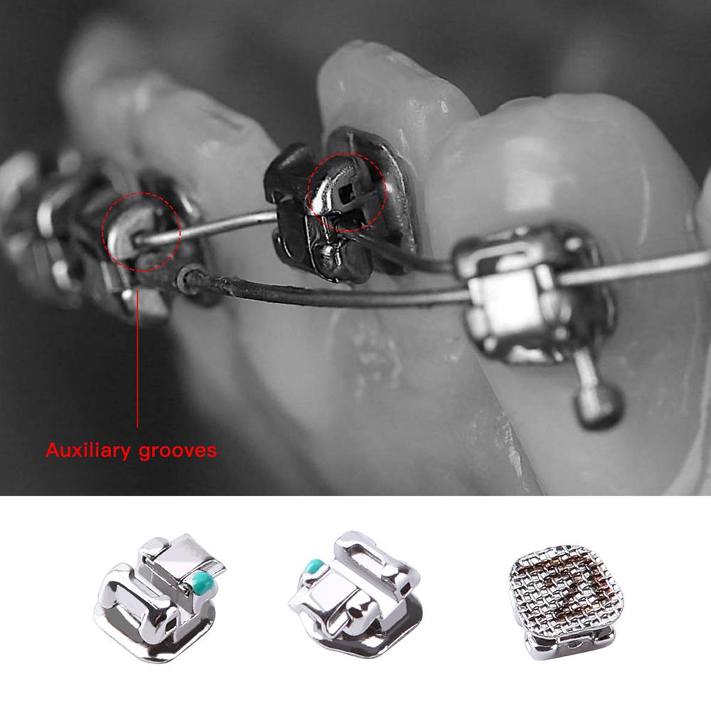 AZDENT Dental Orthodontic Brackets Self-Ligating Braces Inserted Crimpable Movable Hooks Auxiliary Hole Buccal Tube 28pcs/Box