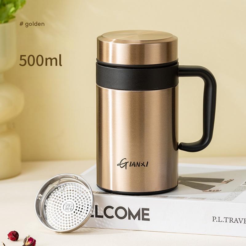 GIANXI Женская однотонная лаконичная термокружка большого калибра зимняя большая емкость для воды чашка для чая с ручкой и ремешком для разделения воды
