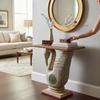 Handicrafted Swan Design Wooden Side Table | Carved Bird Accent Table with Textured Top | Artisan Furniture Piece, Coffee Table Art Decor