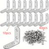 A Set of 50pcs,including 10pcs 90-degree Right-angle Brackets with 40screws,L-shaped Bracket Hardware for Wooden Shelves,chairs