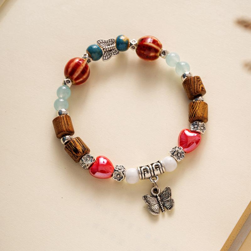 Керамический браслет ювелирные изделия модный цветочный глазурь бисерный браслет многоцветный повседневный богемный браслет